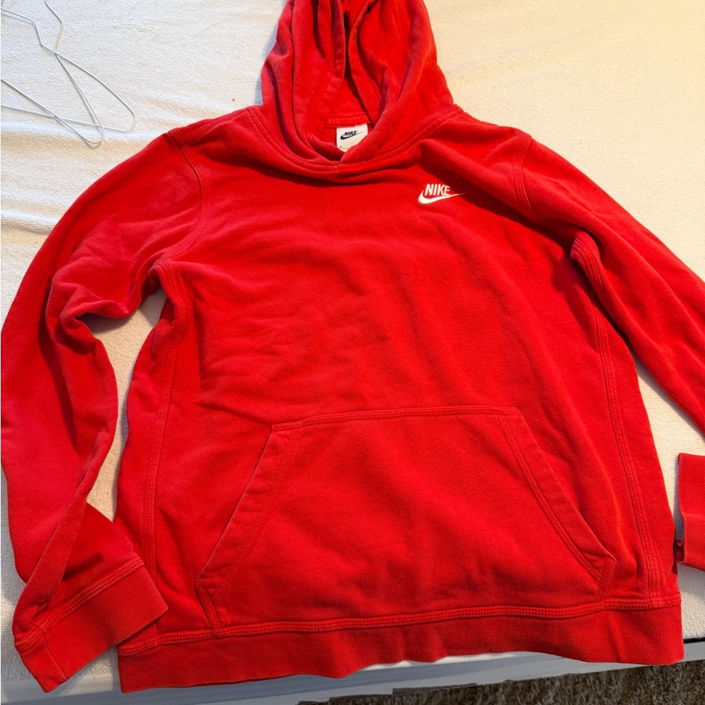 Nike Men’s Red Crewneck Hoodie with Chest Swoosh